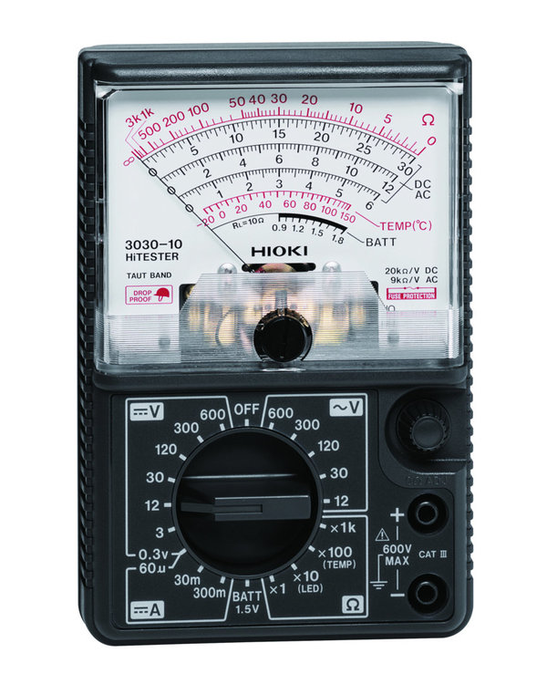 HIOKI 3030-10 ANALOG MULTIMETER AC/DC V/A/ohm /LED CAT III 600V